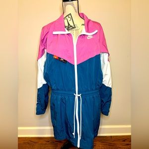Nike Nylon Sportswear jacket. Size Medium. Pink, white, turquoise.
